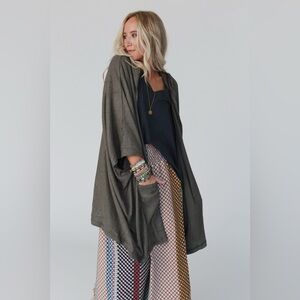 EUC Three Bird Nest The Nest Boho Essential Hooded Ribbed Sweater - Small, Olive